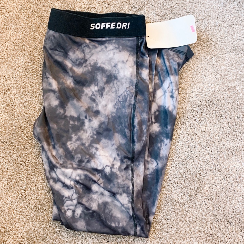 Soffe Dri Tie Dye Athletic Leggings Gray Black XL